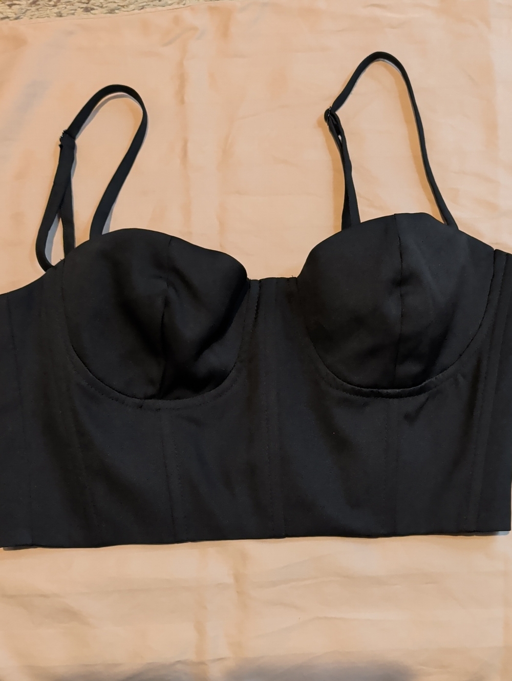 Olivaceous Black Bustier Crop Top with Adjustable Straps